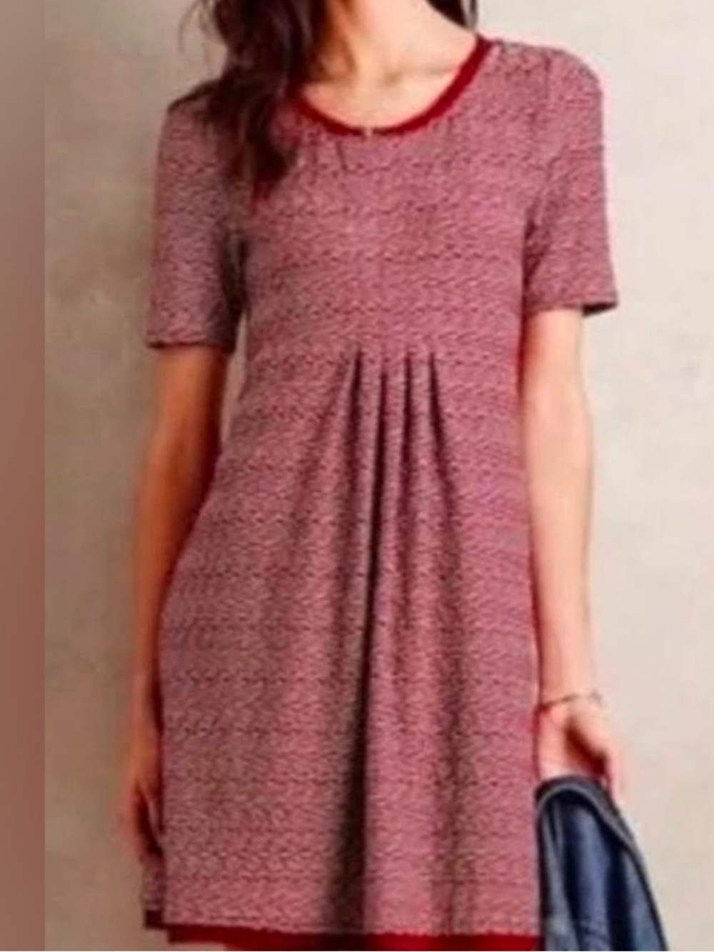 Anthropologie Maeve XS Red Mini Dress with Pleated Front